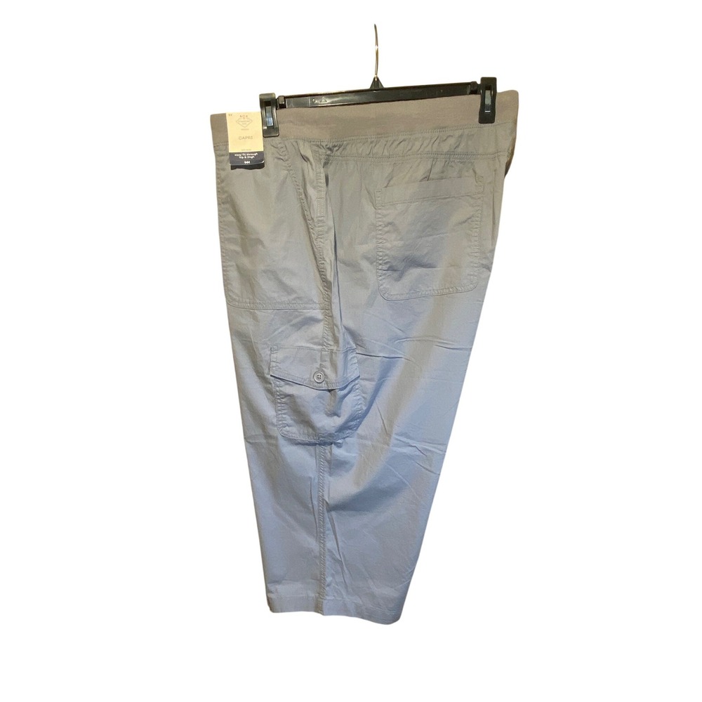 St. Johns Bay Woman Capri Pants 3X Gray Cargo Easy Fit Mid Rise NWT Cinderblock